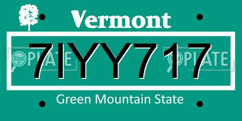 7IYY717 Vermont License Plate