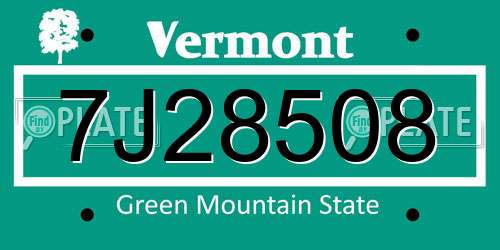7J28508 Vermont License Plate