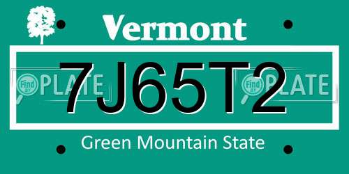 7J65T2 Vermont License Plate