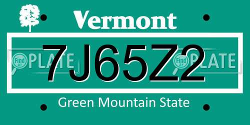 7J65Z2 Vermont License Plate