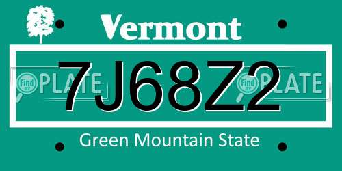 7J68Z2 Vermont License Plate