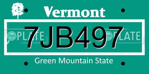 7JB497 Vermont License Plate
