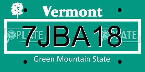 7JBA18 Vermont License Plate