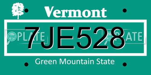 7JE528 Vermont License Plate