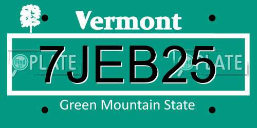 7JEB25 Vermont License Plate