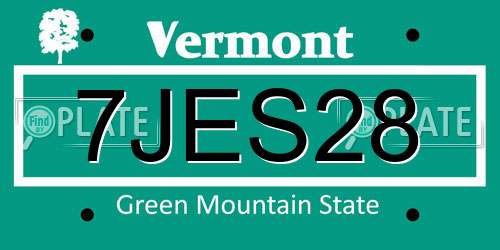 7JES28 Vermont License Plate