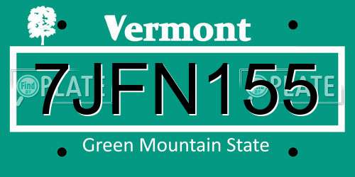 7JFN155 Vermont License Plate
