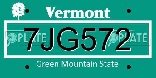 7JG572 Vermont License Plate