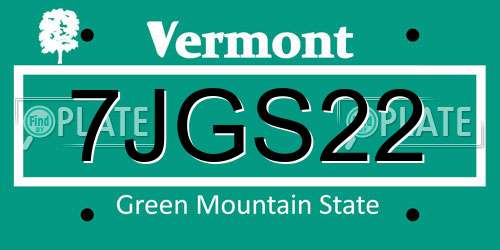 7JGS22 Vermont License Plate