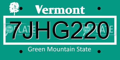 7JHG220 Vermont License Plate