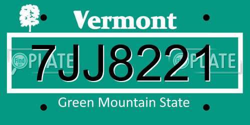 7JJ8221 Vermont License Plate