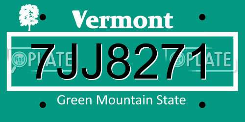 7JJ8271 Vermont License Plate