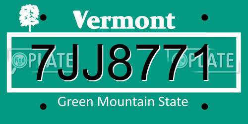 7JJ8771 Vermont License Plate