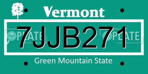 7JJB271 Vermont License Plate