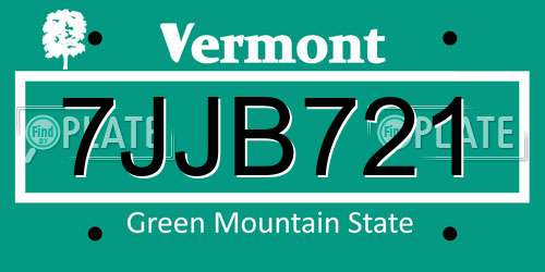 7JJB721 Vermont License Plate