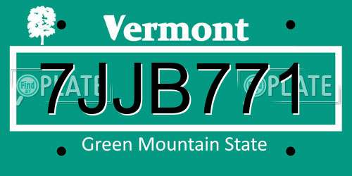 7JJB771 Vermont License Plate