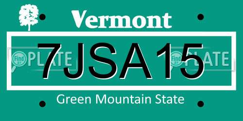 7JSA15 Vermont License Plate