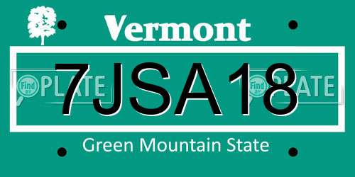 7JSA18 Vermont License Plate