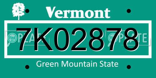 7K02878 Vermont License Plate