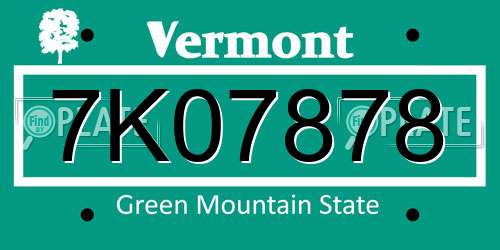 7K07878 Vermont License Plate