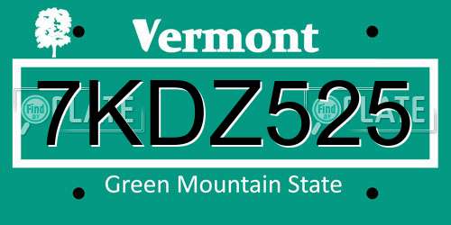 7KDZ525 Vermont License Plate