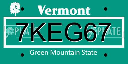 7KEG67 Vermont License Plate