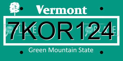 7KOR124 Vermont License Plate