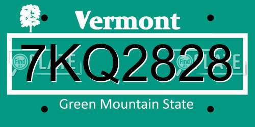 7KQ2828 Vermont License Plate