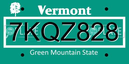 7KQZ828 Vermont License Plate