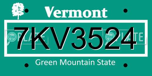 7KV3524 Vermont License Plate