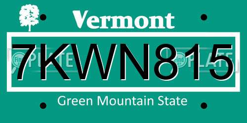 7KWN815 Vermont License Plate