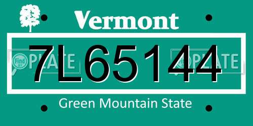 7L65144 Vermont License Plate