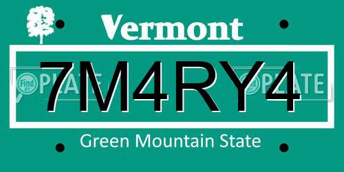 7M4RY4 Vermont License Plate