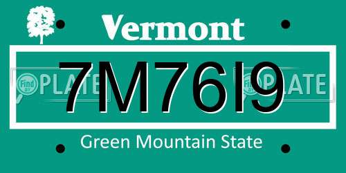7M76I9 Vermont License Plate