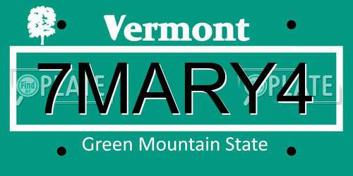 7MARY4 Vermont License Plate