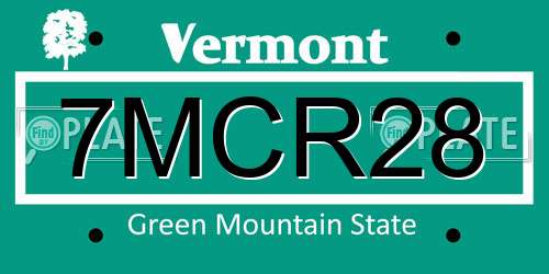7MCR28 Vermont License Plate