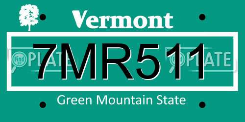 7MR511 Vermont License Plate