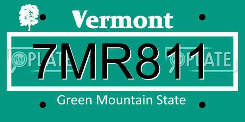 7MR811 Vermont License Plate