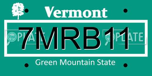 7MRB11 Vermont License Plate