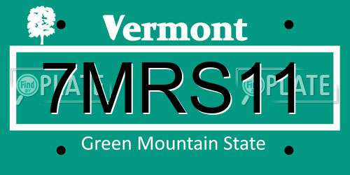 7MRS11 Vermont License Plate