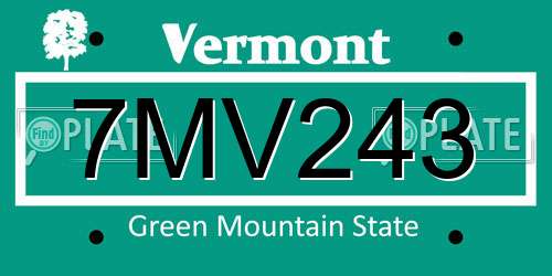 7MV243 Vermont License Plate