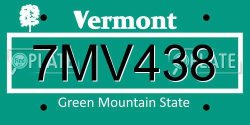 7MV438 Vermont License Plate