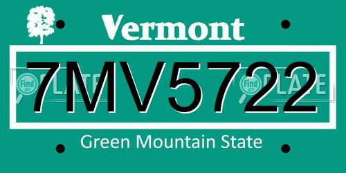 7MV5722 Vermont License Plate