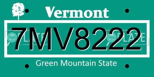 7MV8222 Vermont License Plate