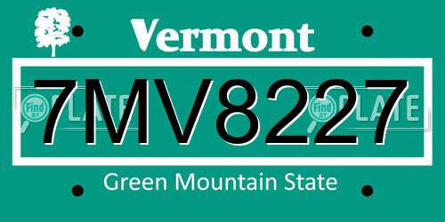 7MV8227 Vermont License Plate