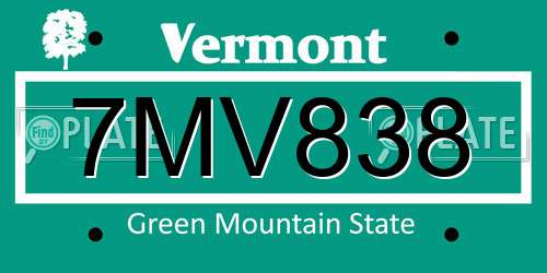7MV838 Vermont License Plate