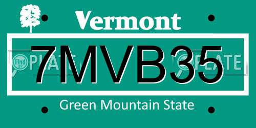 7MVB35 Vermont License Plate