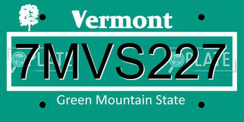 7MVS227 Vermont License Plate