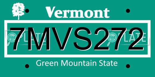 7MVS272 Vermont License Plate