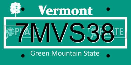 7MVS38 Vermont License Plate
